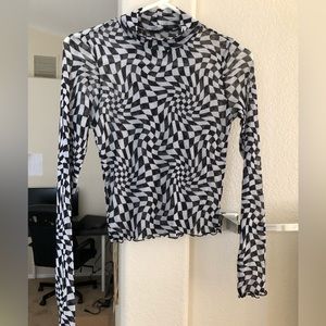 Dressed in LALA checkered mesh top